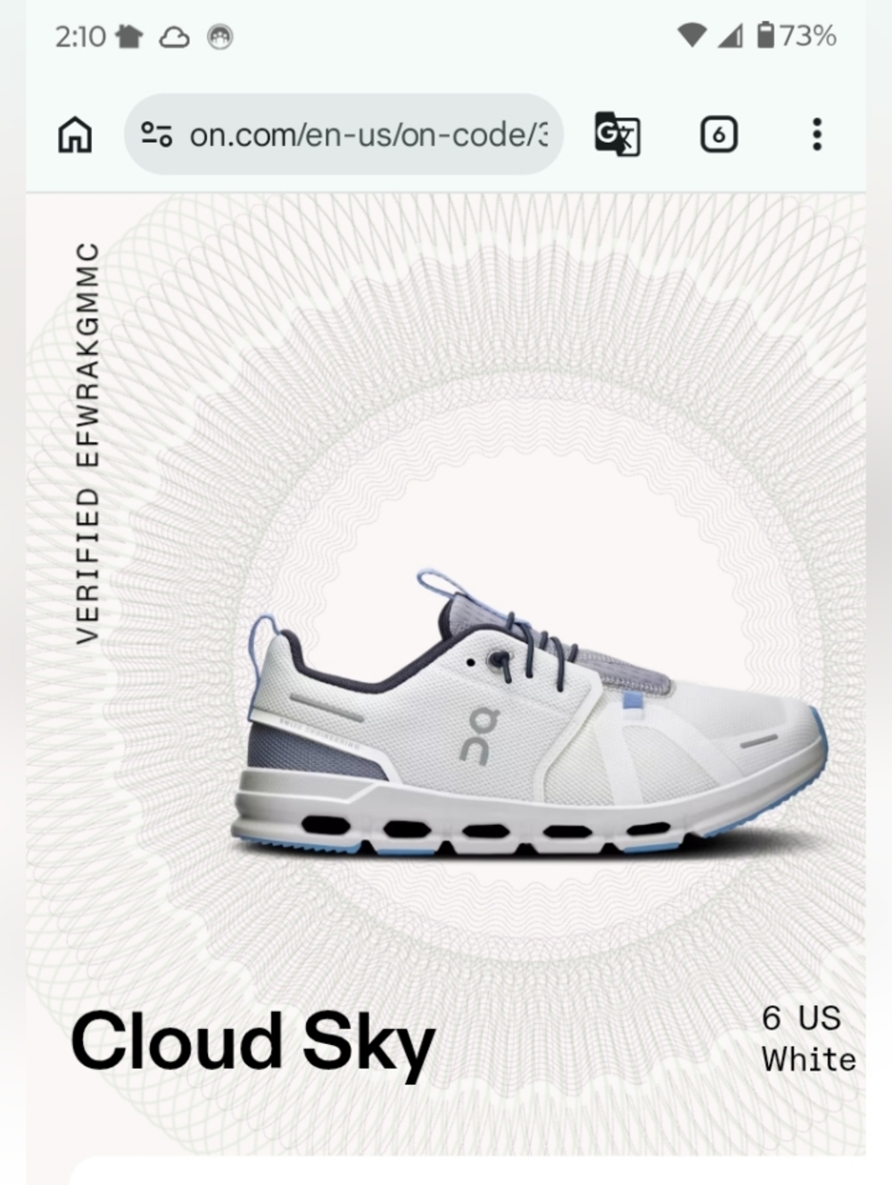 On Cloud Sky, White/Alloy, 6 Youth Big Kid Medium US